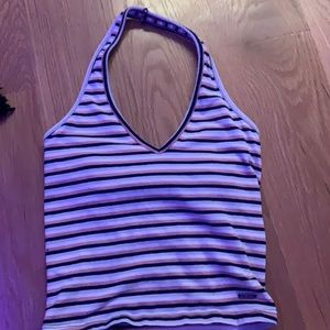 striped holliser halter top